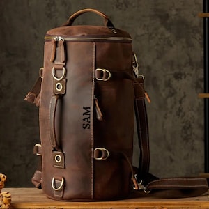 Leder Rucksack, Reisetasche, Umhängetasche, Herren Leder Handtasche, Rucksack, Crossbody Bag, Ranzen, personalisiertes Geschenk für Ihn Vater Ehemann