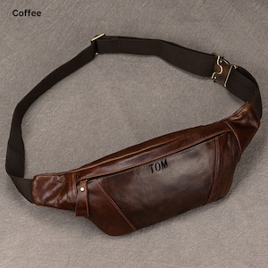 Bolso de cuero para el pecho, bandolera, para hombre, riñonera, bandolera, para deportes al aire libre, pequeña, regalo personalizado para él