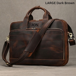 Maletín de cuero de grano completo para hombres, bolso para computadora portátil, bolso de hombro, bolso de oficina, bolso de mensajero, bolso de cuero, bolso de cartera regalo personalizado para él ella
