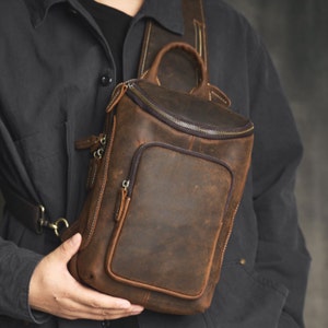 Umhängetasche, Leder Schultertasche, Reisetasche, Schultertasche, Rucksack, Herren Brusttasche, kleine Herren Damentasche, Ledertasche, Geschenk für ihn