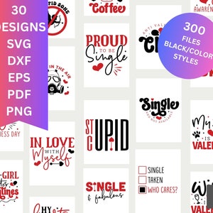 Anti Valentine SVG, Anti Valentine Quotes,  Paquete SVG del Día de San Valentín, Anti Valentine&#39;s , Archivo digital, Descarga instantánea