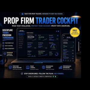 Prop Firm Trader-Cockpit-Dashboard | Risikorechner, Challenge Tracker (Digitaler Download)