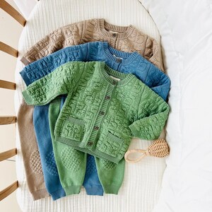 Knitwear baby suit, Baby knitted jacket, Toddler knitwear, Baby pants, Baby knitwear, Baby photo props, Baby boy outfit, Baby shower gift 画像 1