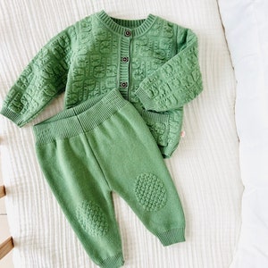 Knitwear baby suit, Baby knitted jacket, Toddler knitwear, Baby pants, Baby knitwear, Baby photo props, Baby boy outfit, Baby shower gift Green