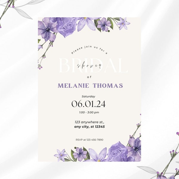 Lilac Bridal Shower Invitation