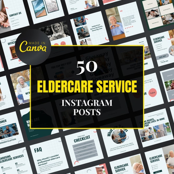 Elderly care Service Canva Template, Eldercare service, Elderly care Canva Posts, Home Health Care, Nursing Home, Assisted Living, Instagram