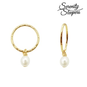 24K Gold Plated 925 Solid Sterling Silver Faceted Hoop Earrings For Women | AAAA Quality Natural Freshwater Pearl Drop Dangle Charm Earring
