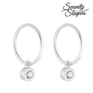 925 Solid Sterling Silver Sleeper Huggie Hoop Charm Earrings For Women | Round Zirconia | Dainty Zirconia Earrings - Mini Round CZ Hoops