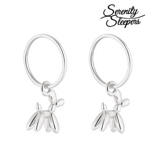 925 Solid Sterling Silver Sleeper Huggie Hoop Charm Earrings For Women | Bubble Dog | Dainty Zirconia Earrings - Mini Dog Hoops