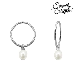 925 Solid Sterling Silver Faceted Sleeper Hoop Earrings For Women | AAAA Quality Natural Freshwater Pearl Drop Dangle Charm Earring