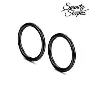 316L Surgical Stainless Steel Black Sleeper Earrings Body Jewellery (Pair) 6mm 8mm 10mm 12mm For Women Men Kids