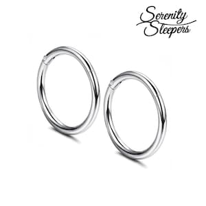 316L Surgical Stainless Steel Silver Sleeper Earrings Septum Nose Ring Body Jewellery (Pair) 6mm 8mm 10mm 12mm For Women Men Kids