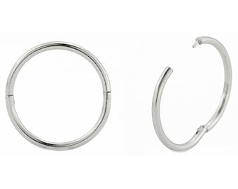 925 Sterling Silver Sleeper Hoop Earrings - Solid Handmade Hinged 8mm - 10mm - 12mm - 14mm For Women Men Kids