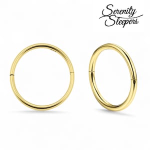 24K Gold Plated On 925 Sterling Silver Sleeper Hoop Earrings - Small Thin Handcrafted - 8mm 10mm 12mm 14mm For Women Men Kids