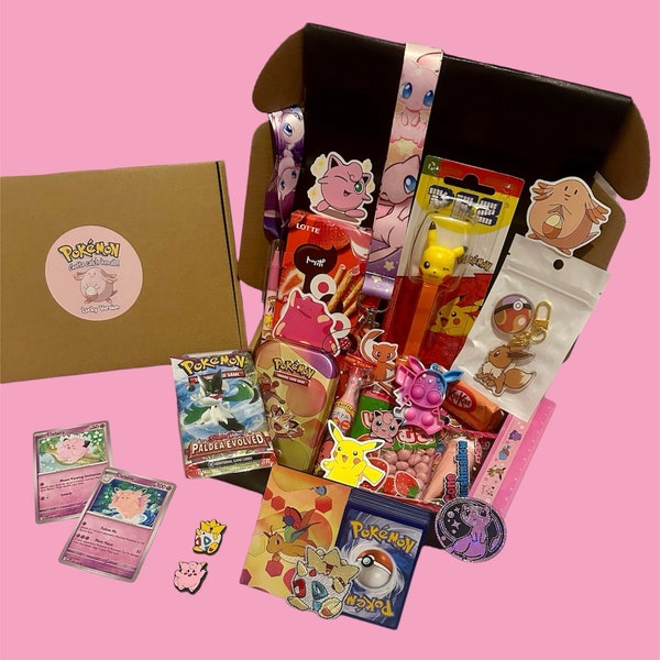 Pokemon Gift Box - Lucky Version, includes Pokemon TCG Booster Pack! Pokemon Mystery Box, Anime Gift, Kawaii, Cute, Pokemon Bundle & Cards