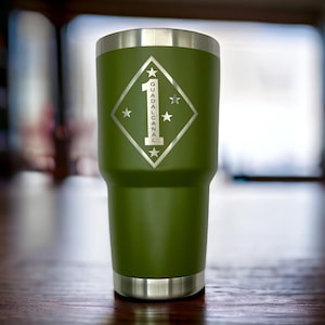 Personalized Tumbler, USMC Tumbler, Marine Corps Tumbler, 1st Marine Division