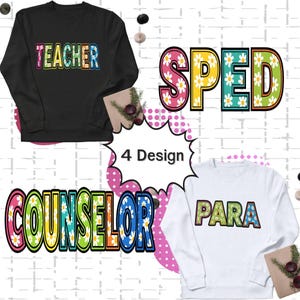School Occupation PNG Bundle: Teacher, Counselor, Girly Floral Designs (Digital Download)
