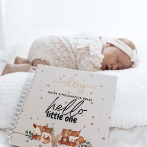 Personalisiertes Premium Babyalbum bis zum 7. Lebensjahr+ Meilensteinkarten|Erinnerungsalbum|Meilensteinbuch & Fotoalbum|Geschenk zur Geburt