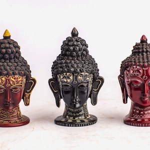 Hand-Carved Resin Buddha Head Sculpture: Nepalese Spiritual Decor