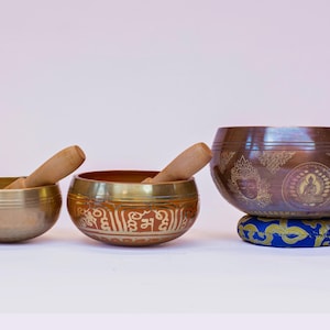 Handmade Tibetan Singing Bowl Set of 3: Meditation & Healing