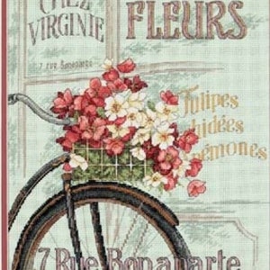 Cross Stitch PDF Pattern Parisian Bicycle Cross Stitch Pattern Flowers cross stitch pattern PDF Instant Download