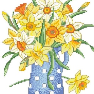 Daffodil Flowers Counted Cross Stitch Pattern Instant Download