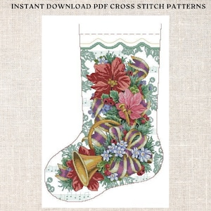 Cross Stitch PDF Pattern Holiday Harmony Stocking cross stitch pattern, Christmas stocking Instant PDF download