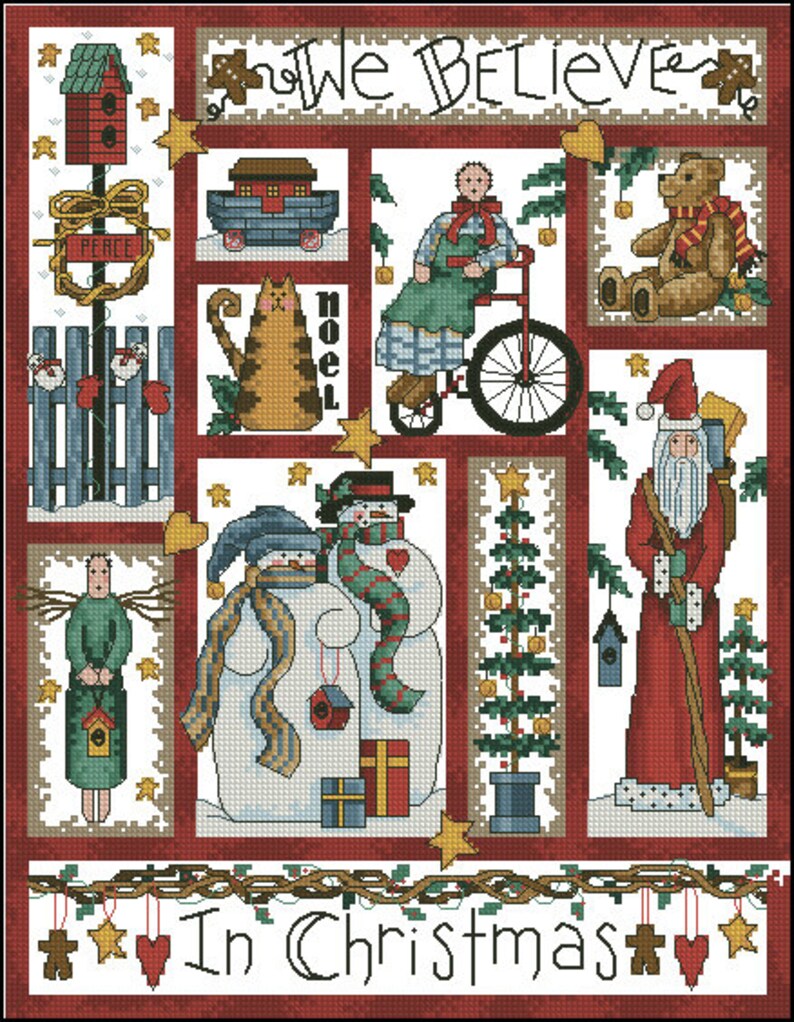 Cross Stitch PDF Pattern Rustic Holiday Cross Stitch Pattern Instant ...