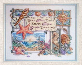 Simple Treasures Cross Stitch PDF Pattern Sea Sampler Instant Download