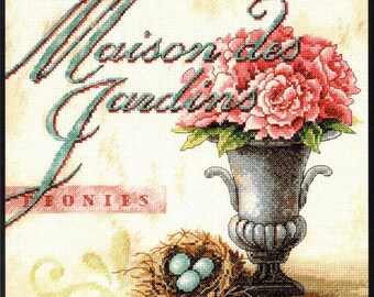 Maison Des Jardins Cross Stitch PDF Pattern Peonies Counted Cross Stitch Pattern  PDF Instant Download