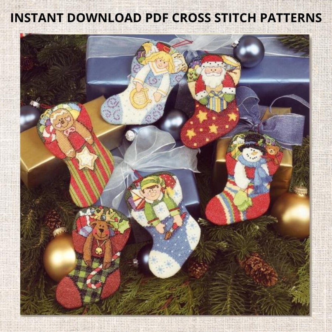 Cross Stitch PDF Pattern Holiday Stocking Ornaments Cross Stitch ...