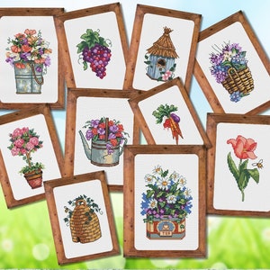 クロスステッチ PDF パターン 花柄 クイック クロスステッチ パターン 花 PDF パターン 植物 スイート クロスステッチ インスタント ダウンロード PDF