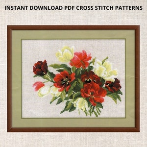 Cross Stitch PDF Pattern Tulips cross stitch pattern PDF Instant Download
