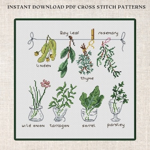 Spice Medley Cross Stitch Patroon Bloemen Plantkunde PDF Modern Borduursteek Decor Handvol Borduurnaaldpunt Grafiek Bloem XStitch