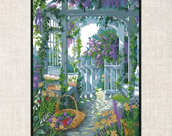 Cross Stitch PDF Pattern Garden Gate | Cross Stitch Pattern | Instant PDF download