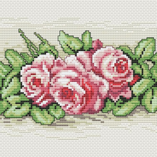 Rose spray cross stitch pattern flower pdf instant download pattern