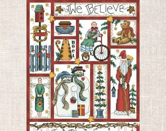 Rustic Holiday Cross Stitch PDF Pattern Christmas cross stitch Instant PDF download
