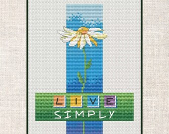 Kreuzstich PDF Pattern Live Simply | Kreuzstich Stickmuster | Sofort PDF Download