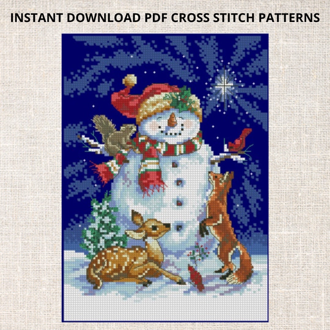 Cross Stitch PDF Pattern Midnight Snowman Cross Stitch Pattern Instant ...