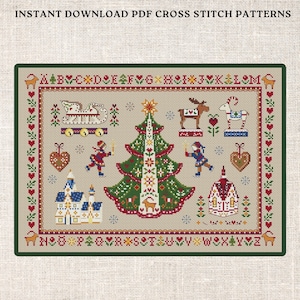 Cross Stitch PDF Pattern Christmas sampler Cross Stitch Pattern Marry Christmas cross stitch pattern PDF Instant Download