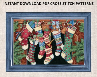 The Stockings Were Hung Cross Stitch PDF Pattern Holiday Harmony Cross Stitch Pattern Christmas Instant PDF download
