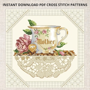Cross Stitch PDF Pattern Cup for the Mother Cross Stitch Pattern Instant PDF download
