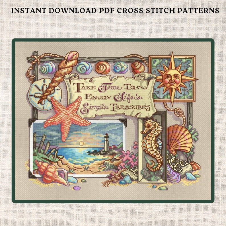 Cross Stitch PDF Pattern Sampler Cross Stitch Pattern Sea Pdf Pattern ...