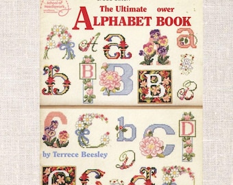 Flower Alphabet Cross Stitch Pattern PDF | Vintage 1994 Floral Letters Booklet | Monogram Embroidery Charts