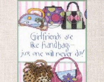 One Will Never DO Purses Girlfriends Cross Stitch Pattern Fashion cross stitch pattern. PDF Instant Download