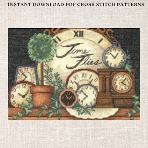 Cross Stitch PDF Pattern Time files Cross Stitch Pattern Clocks watches cross stitch pattern PDF Instant Download