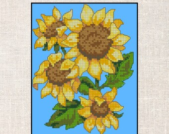 Kreuzstich PDF Muster Sonnenblume Drama Kreuzstich Muster Blumen Kreuzstich Muster PDF Instant Download