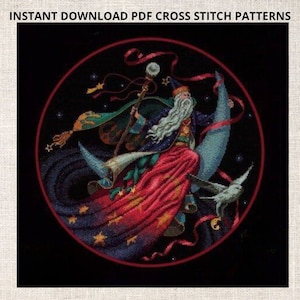 Cross Stitch PDF Pattern Charmed sorcerer Cross Stitch Pattern Magnificent Wizard cross stitch pattern PDF Instant Download