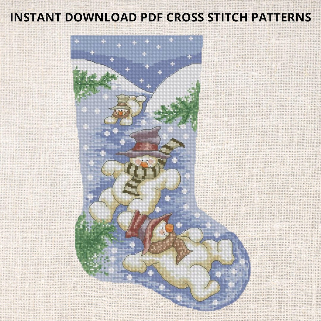 Snowman Stocking Cross Stitch PDF Pattern Christmas Cross Stitch ...