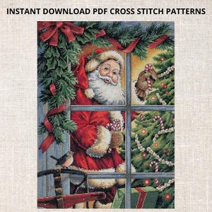 Cross Stitch PDF Pattern Candy cane Santa Cross Stitch The Gold Collection Instant PDF download